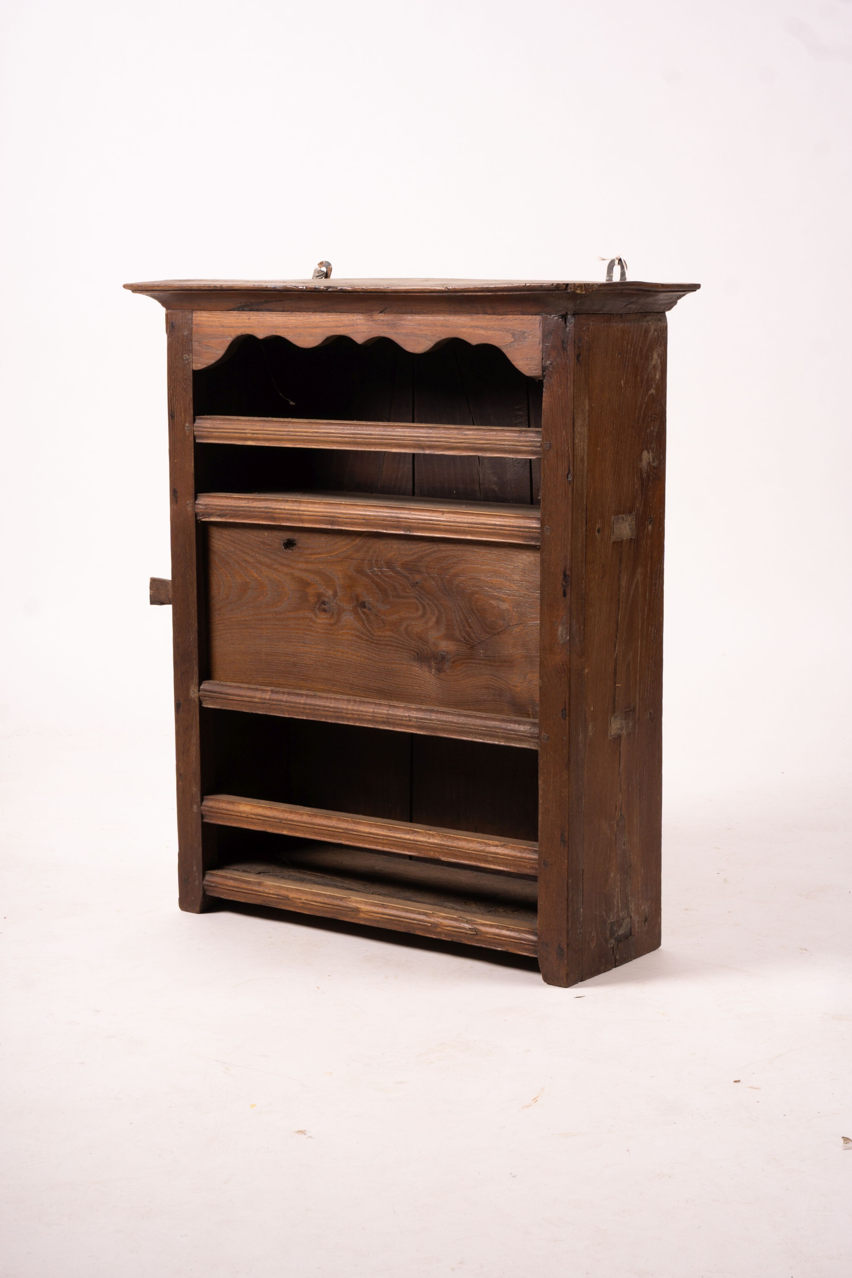 A late 18th century French provincial oak wall aumbry, width 64cm, depth 23cm, height 75cm